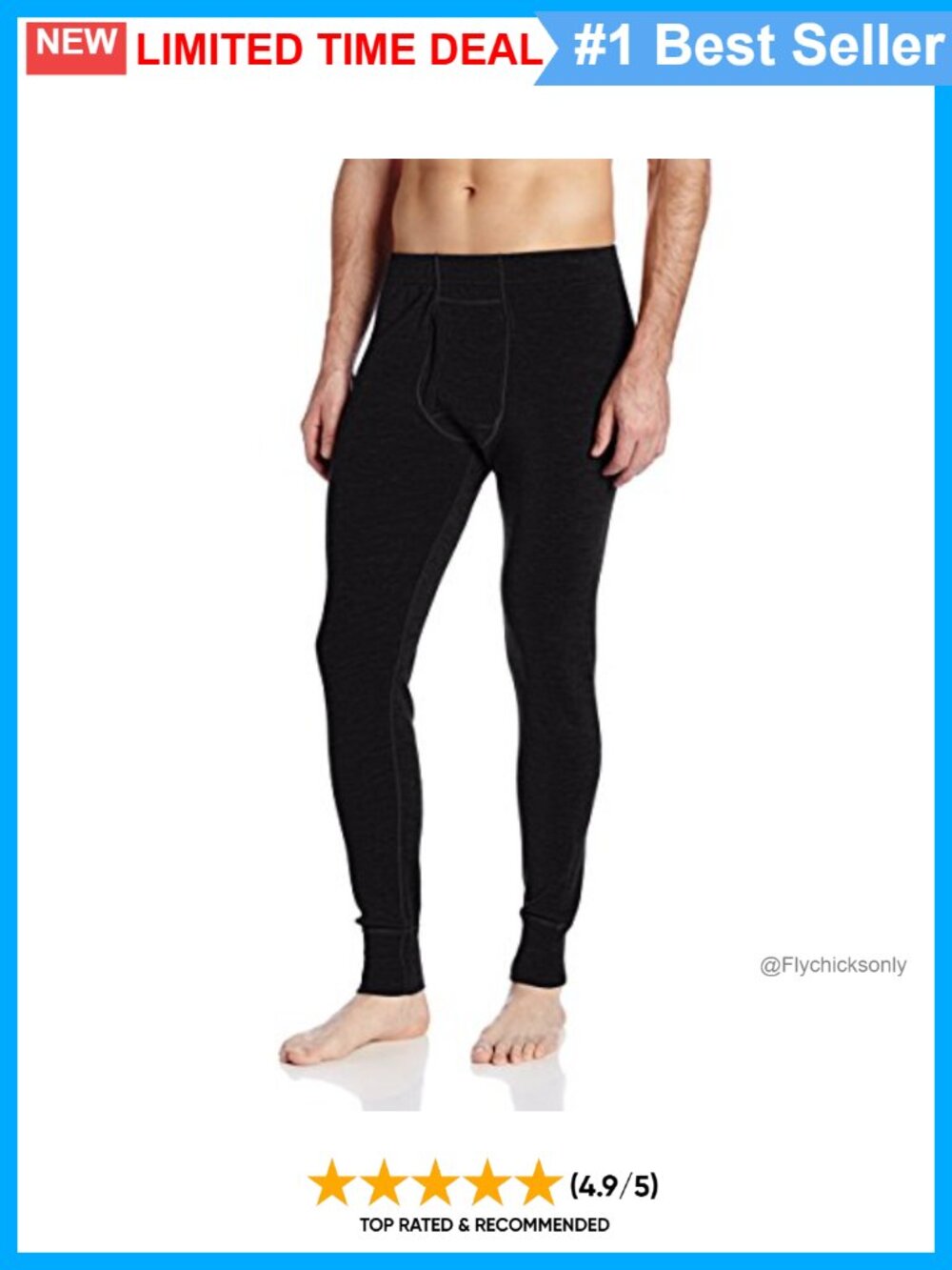 100% Merino Wool Men's Thermal Base Layer Long Johns Pants